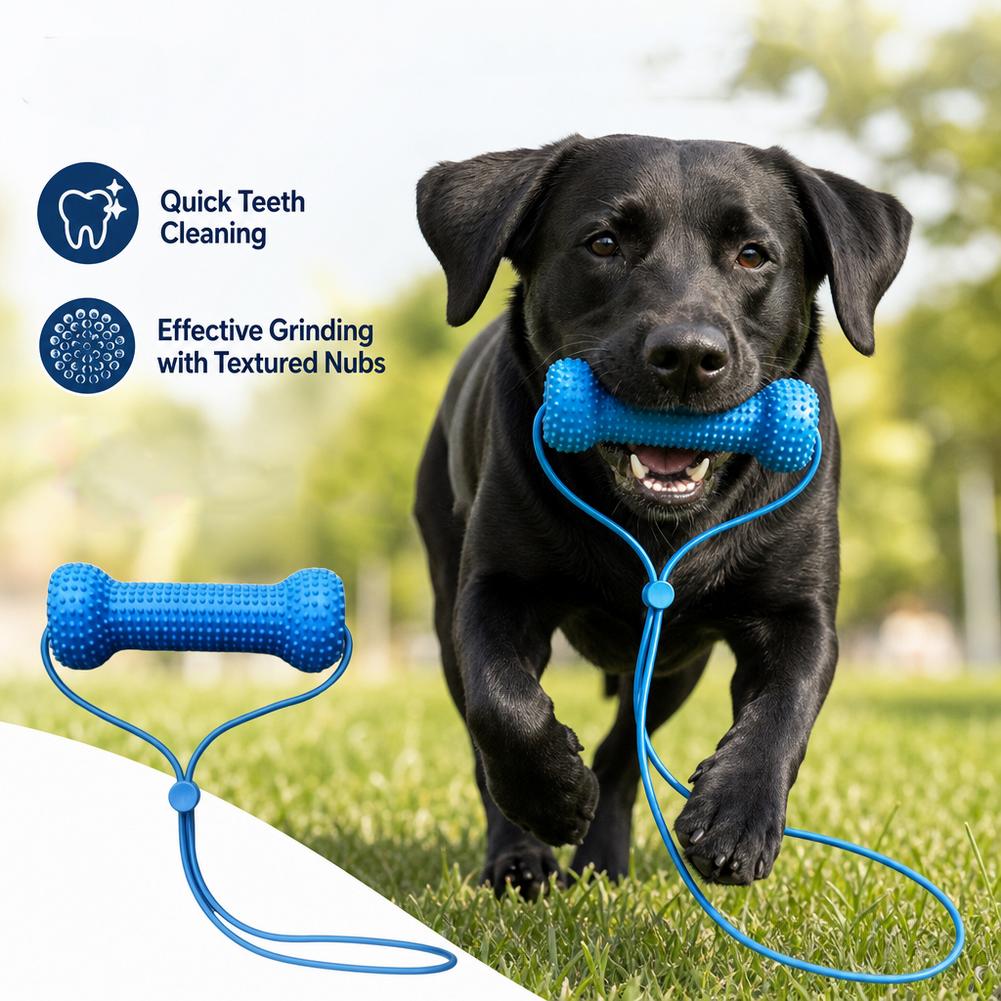 Teeth Cleaning Dog Chew Bone - 반려동물용 치아 관리용 씹는 장난감, 2-in-1
